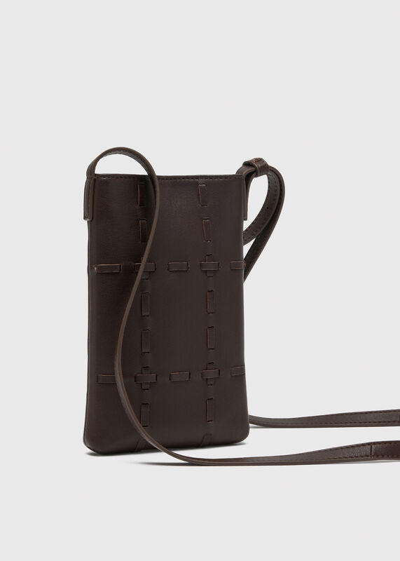 Chocolate Whipstitch Phone Bag