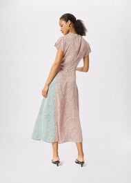 Petite Graphic Check Cowl Neck Dress
