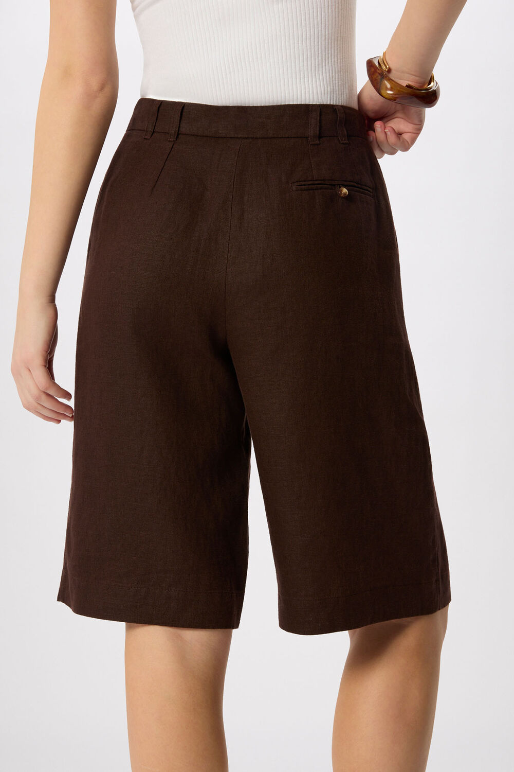 Brown Linen Bermuda Short