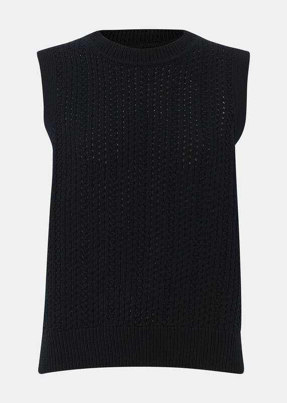 Black Pointelle Sweater Vest