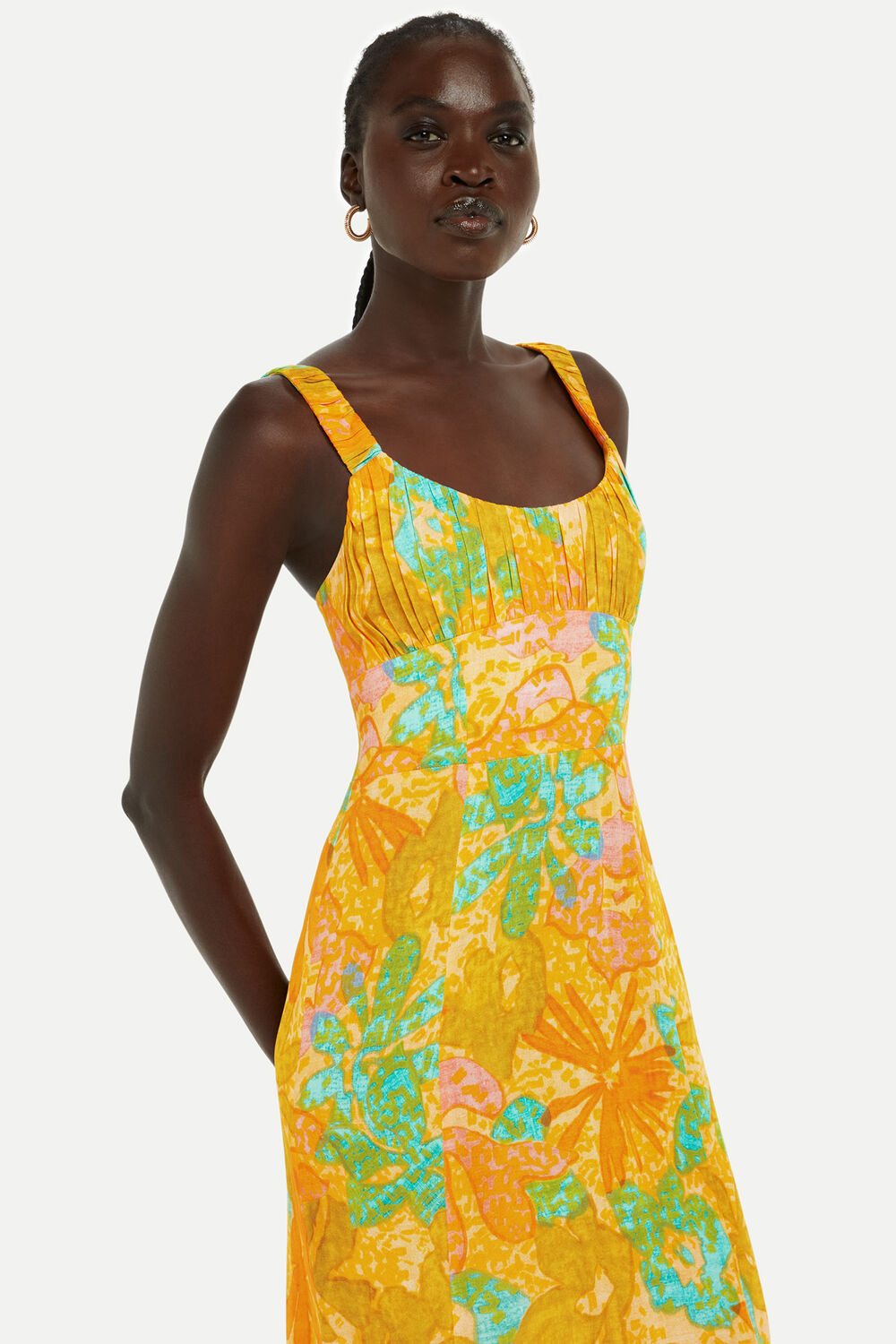 Palm Floral Carmel Dress