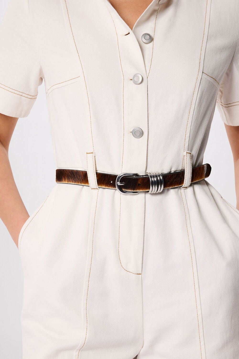 Multicolour Cow Hair-On Multi Ring Belt