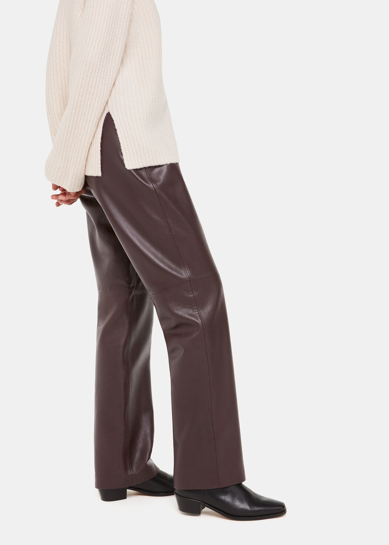 Flat Front Leather Trousers