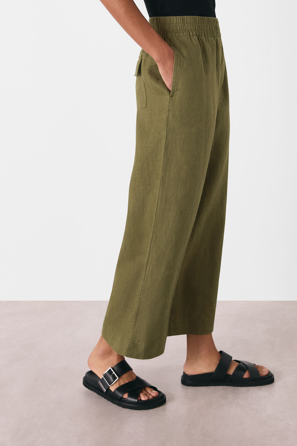 Khaki Linen Pocket Trouser