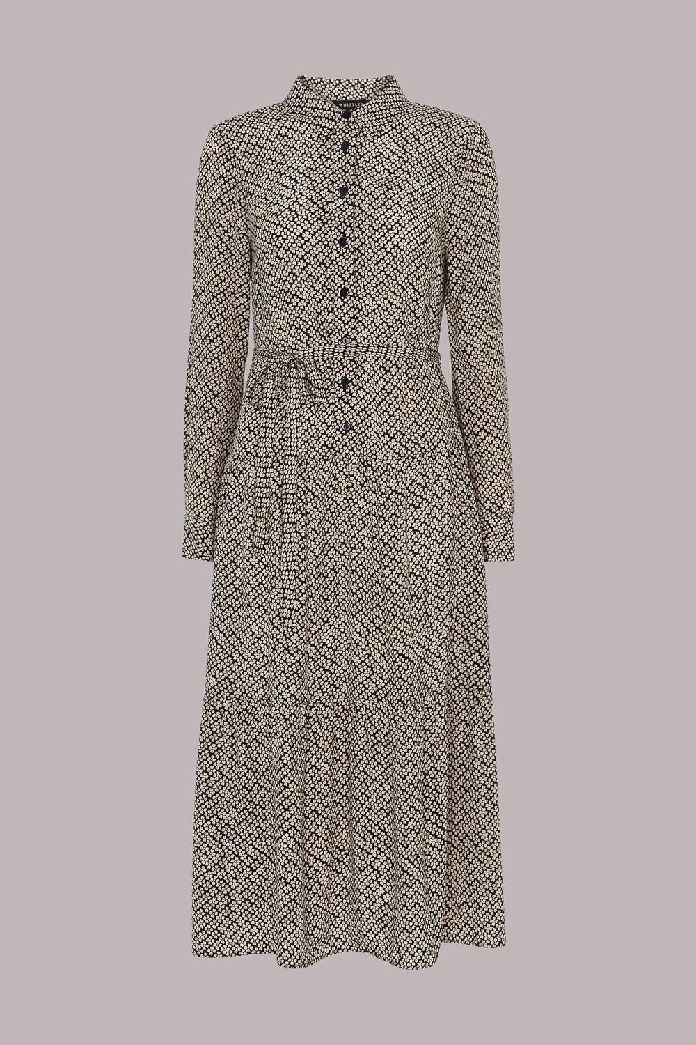 Navy Clover Print Shirt Dress