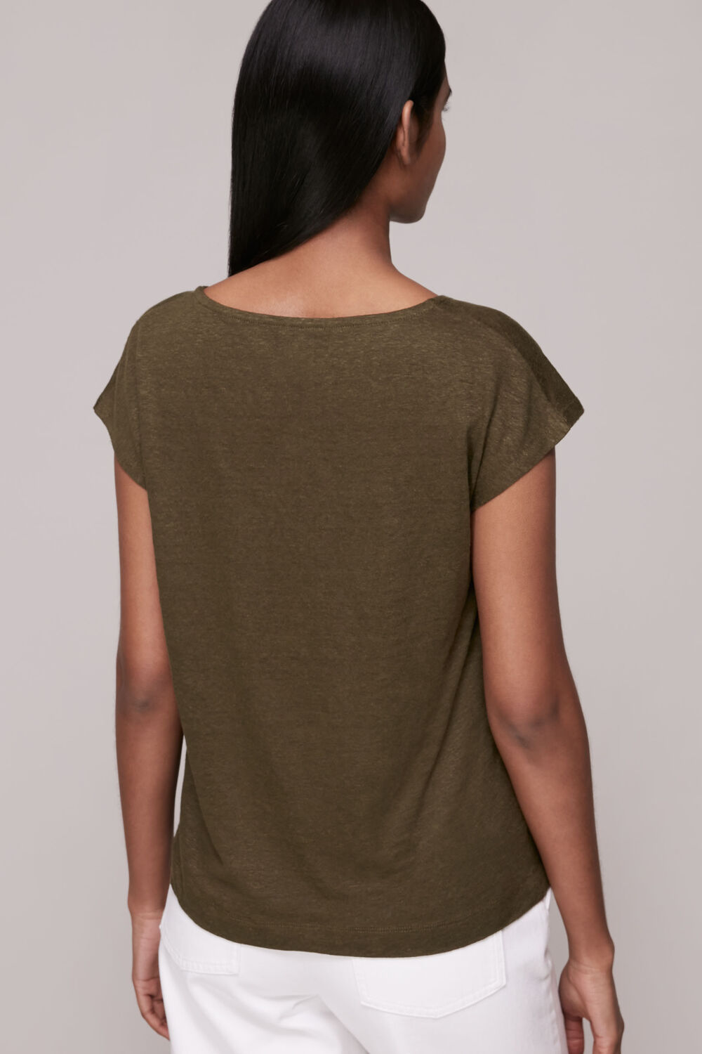 Ruched V-Neck Linen Tee
