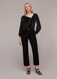 Asymmetric Neck Velvet Top