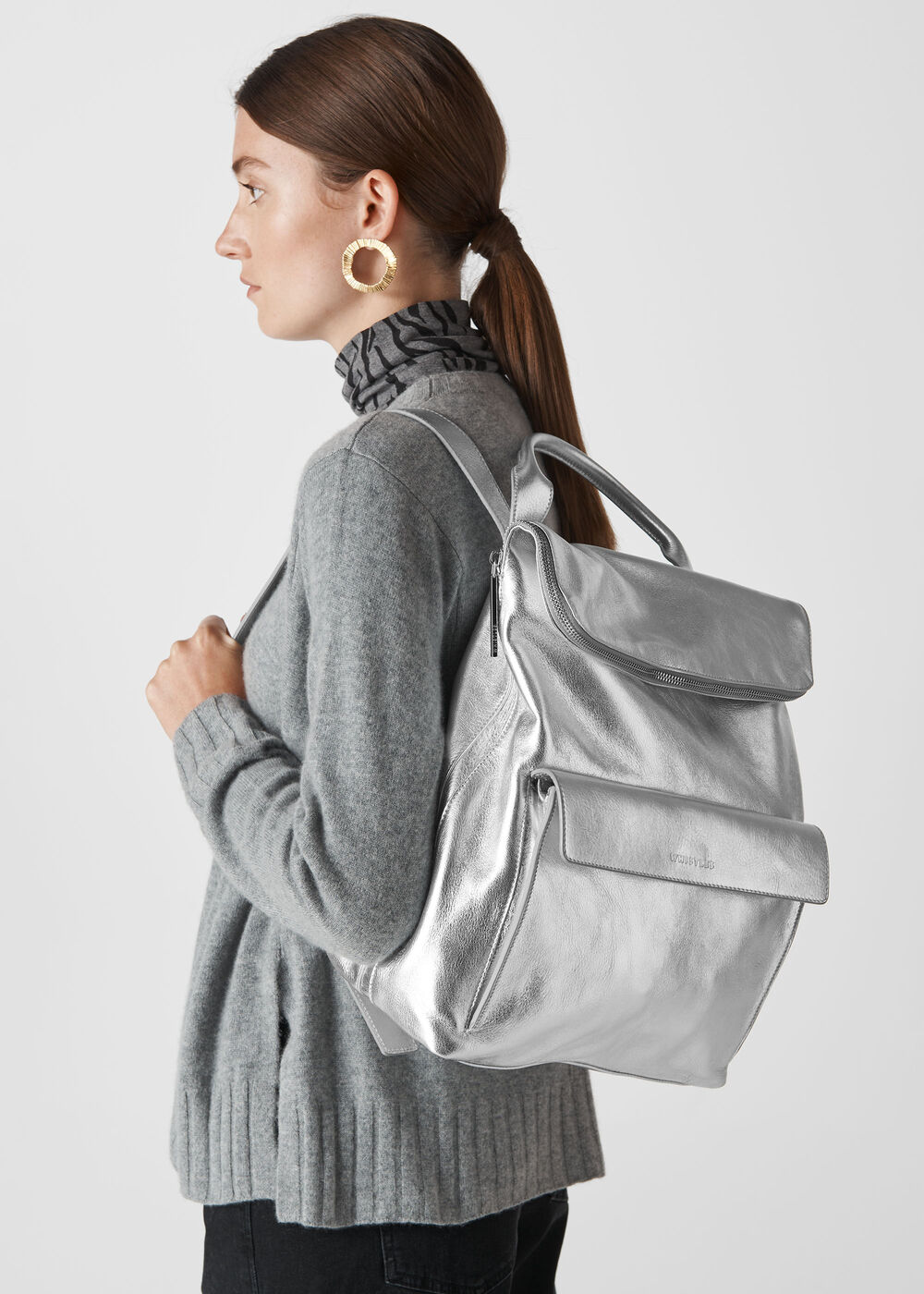 Metallic Verity Backpack Silver