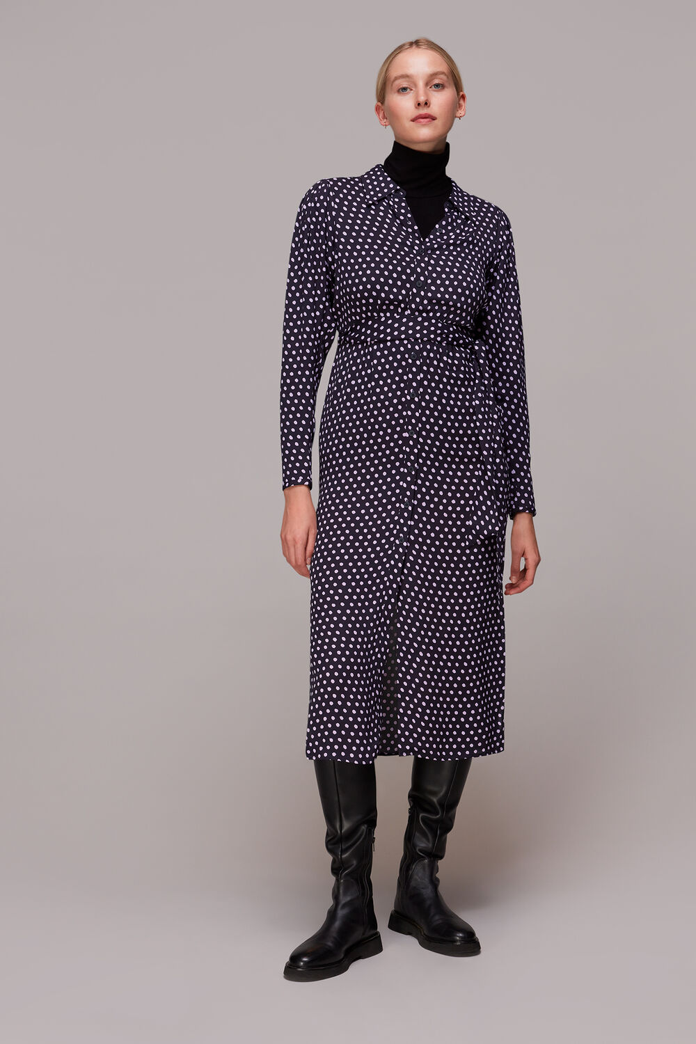 Multicolour Dotted Spot Print Shirt Dress