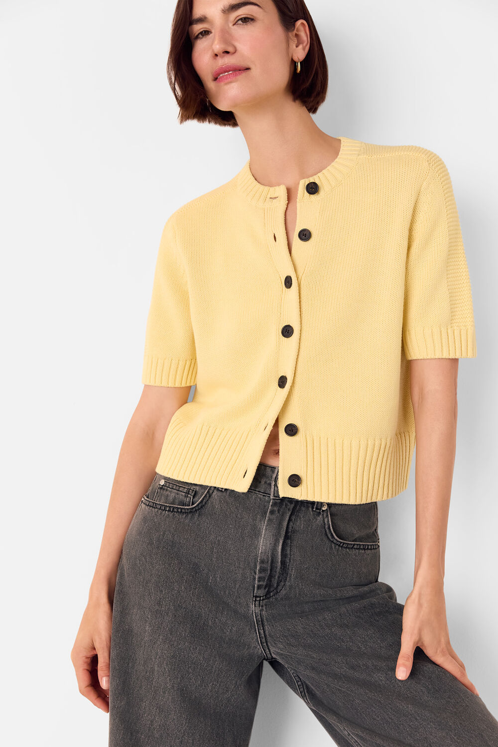 Short Sleeve Button Cardigan