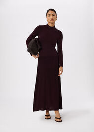 Petite Funnel Neck Pleated Knit Dress