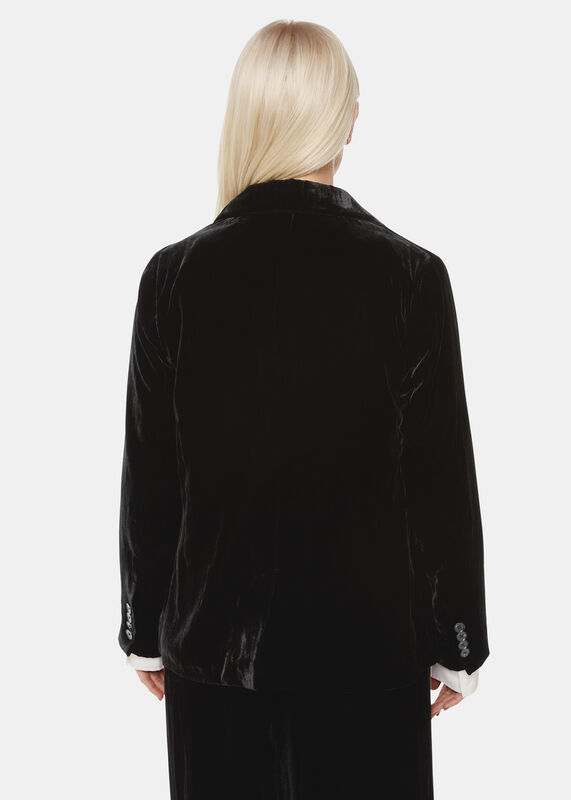 Black Petite Olivia Velvet Blazer