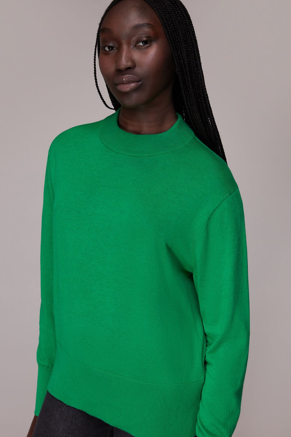 Green Mae High Neck Sweater