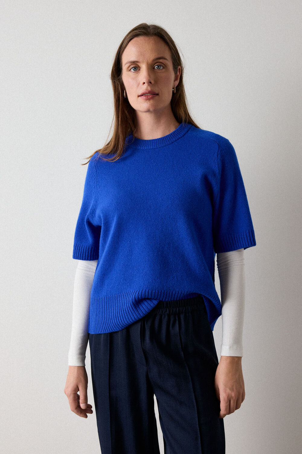Blue Wool Knitted Tee