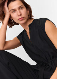 Petite Sleeveless Drawstring Jumpsuit