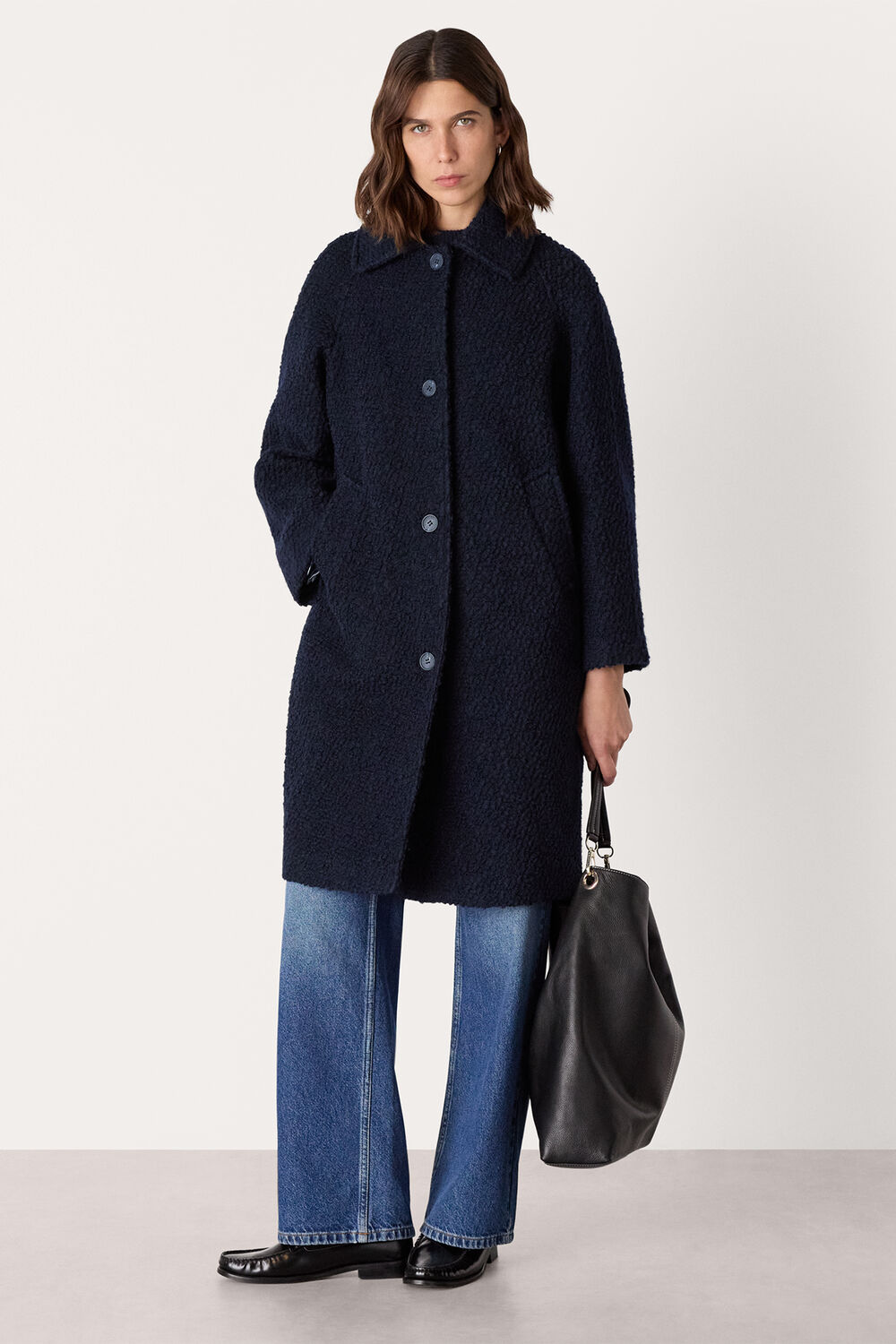 Navy Romy Boucle Coat
