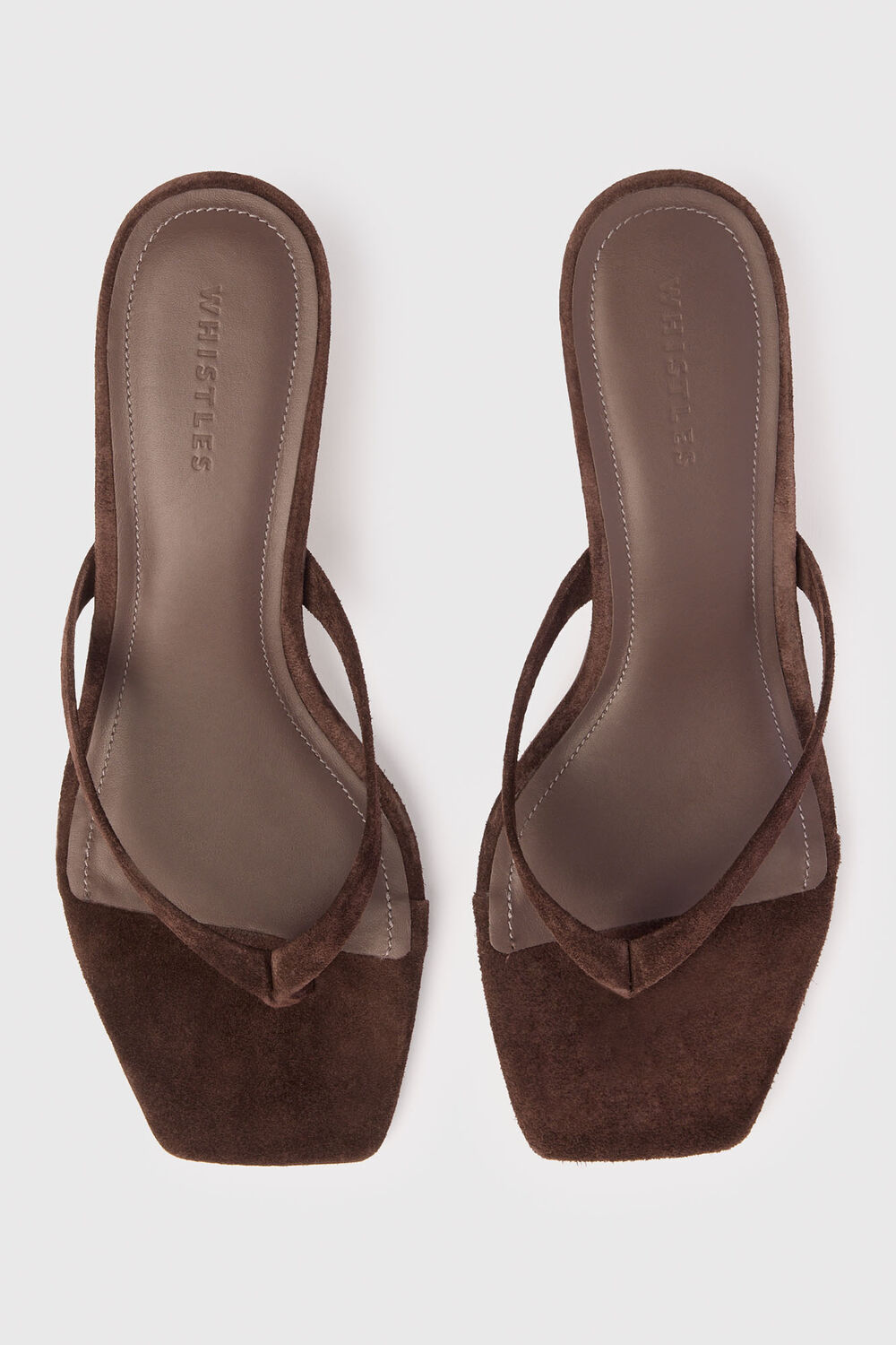 Suede Toe Post Heeled Mule