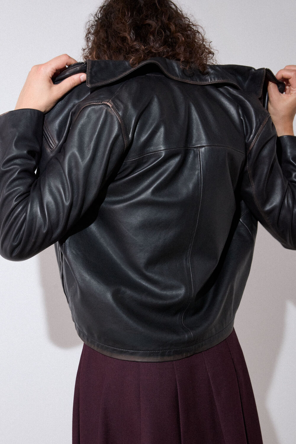 Brown Kate Burnished Leather Jacket