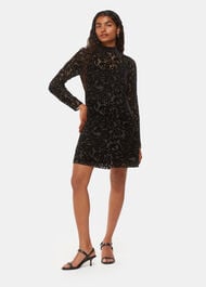 Petite Hot Fix Floral Velvet Dress