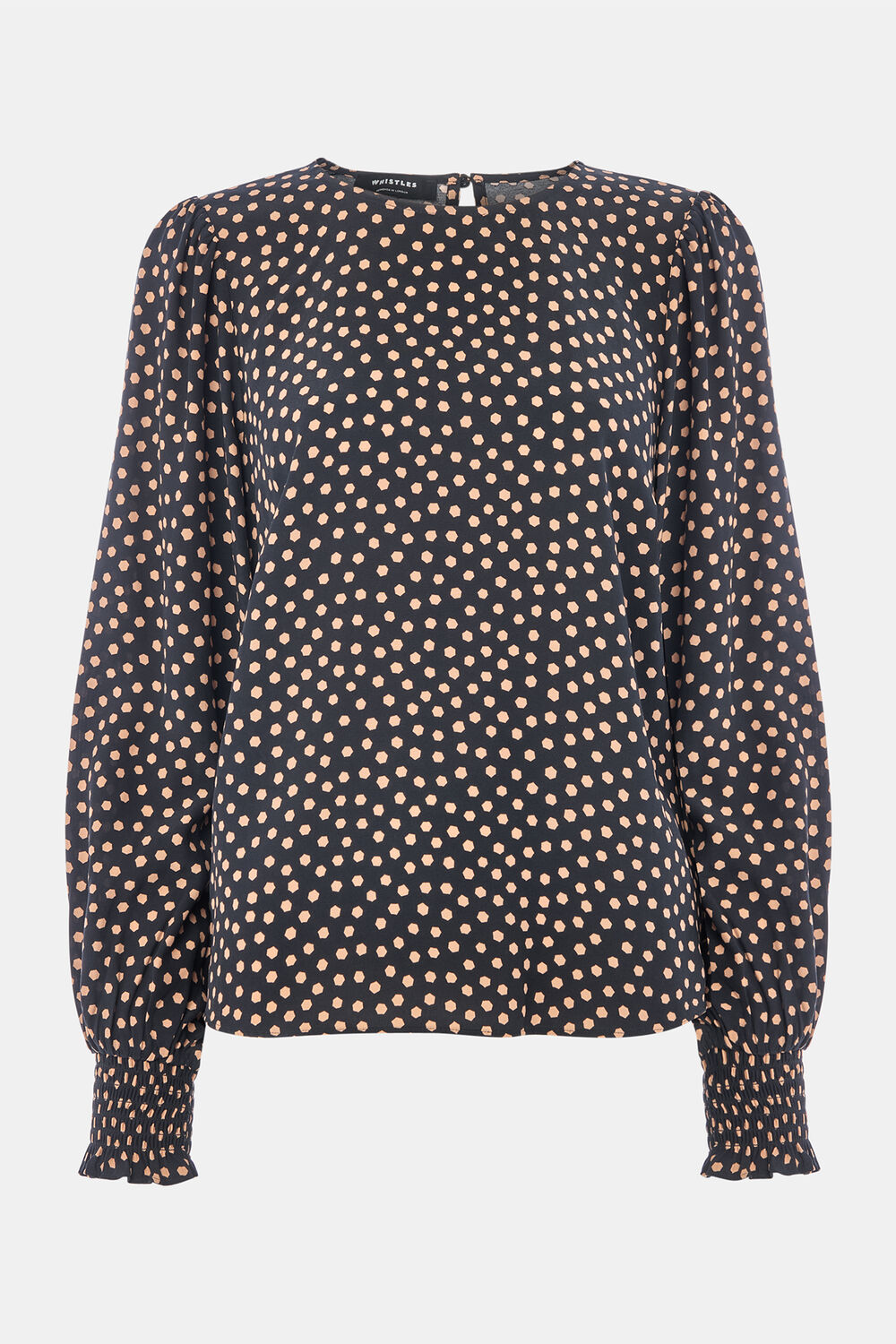 Spot Shirred Cuff Blouse