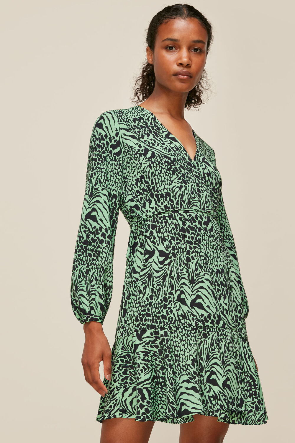 Multicolour Zebra Print Wrap Dress