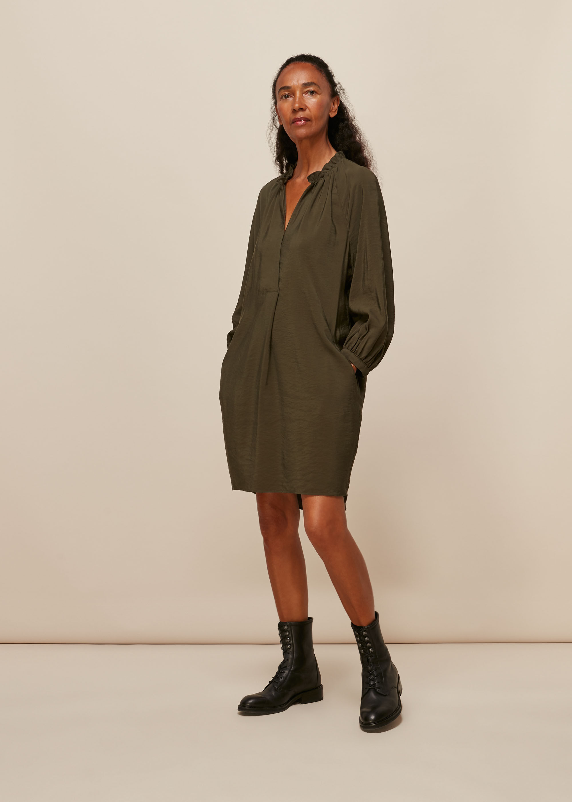 Whistles khaki dress top