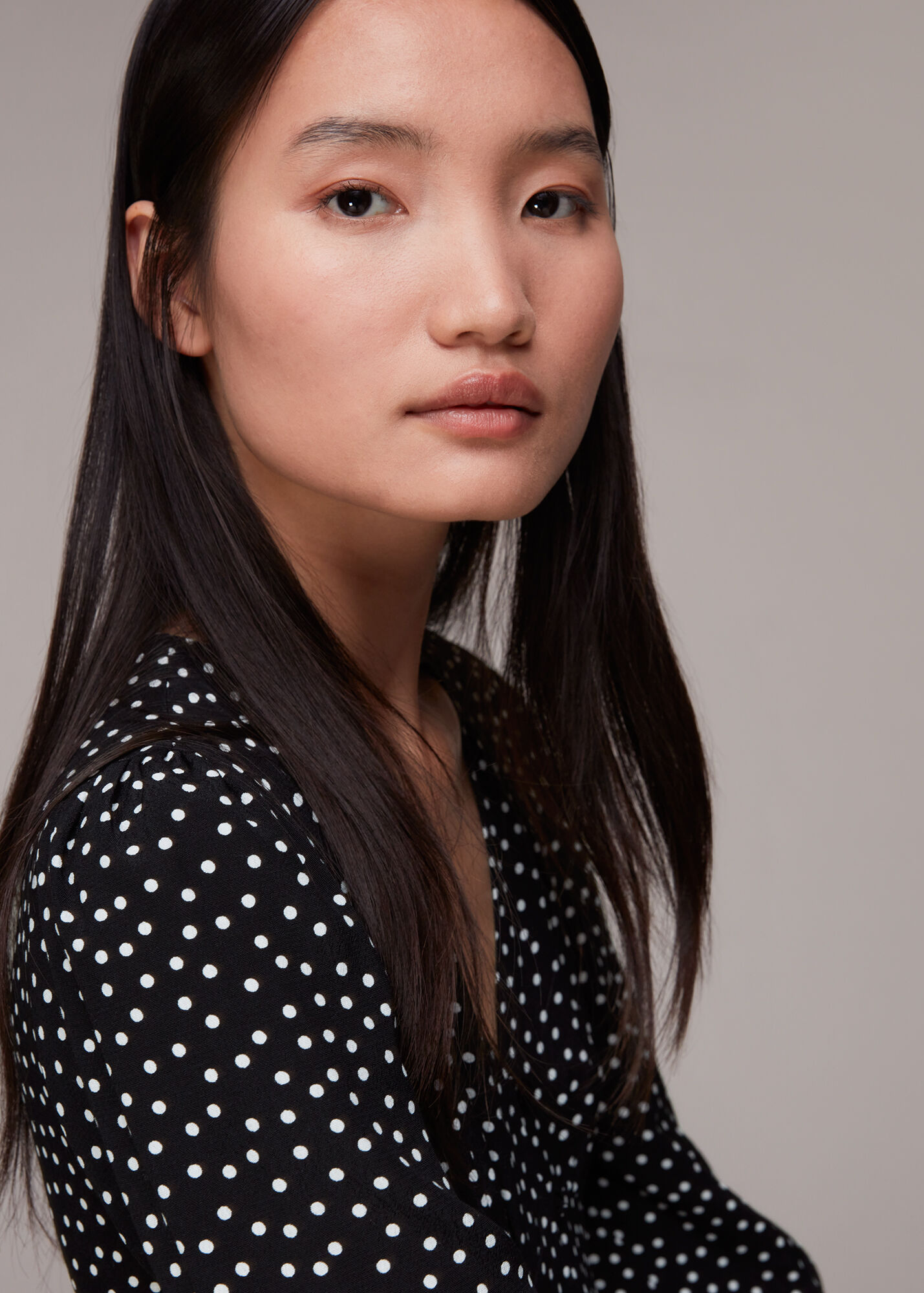 Black/White Ellie Spot Print Midi Dress WHISTLES