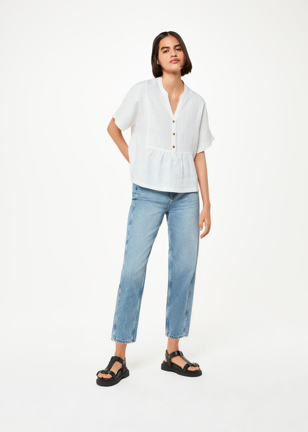 Hannah Linen Peplum Blouse