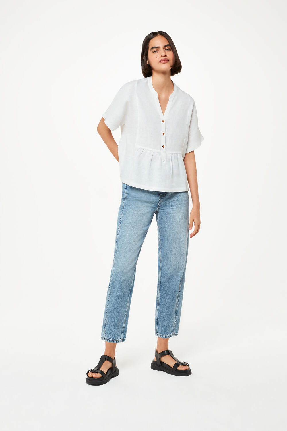 Hannah Linen Peplum Blouse
