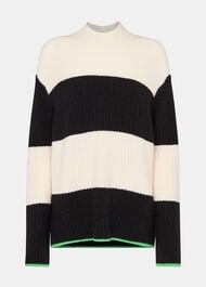 Block Stripe Rib Funnel Neck