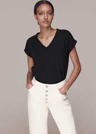 Willa V Neck Cap Sleeve Tee
