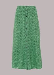 Ink Leopard Button Front Skirt