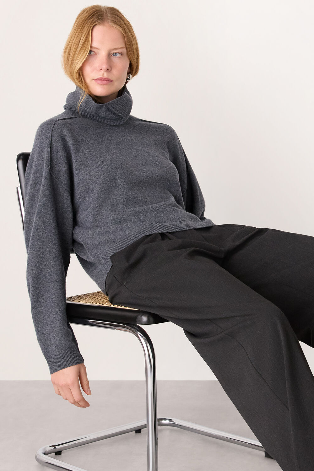 Wool Cowl Neck Knit Jumper