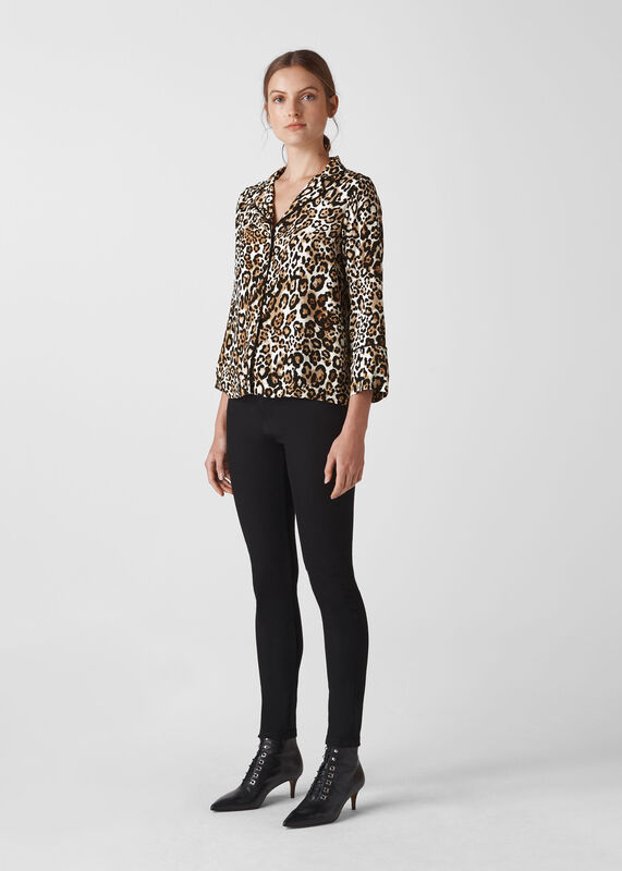 Leopard Print Animal Print Pajama Shirt 