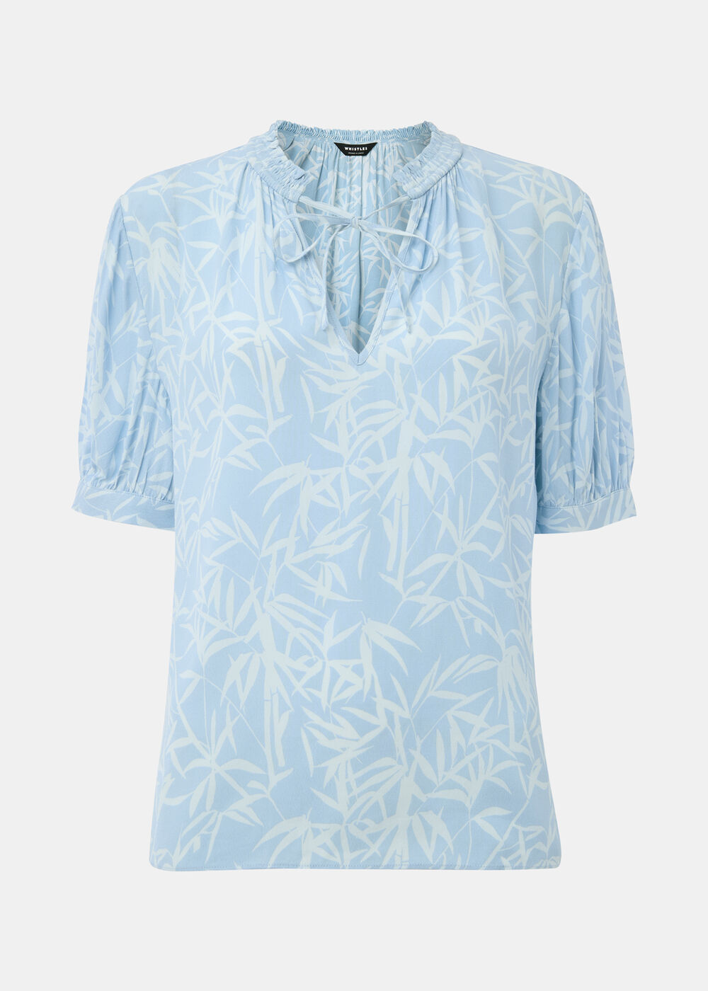 Bamboo Leaves Tie Neck Blouse