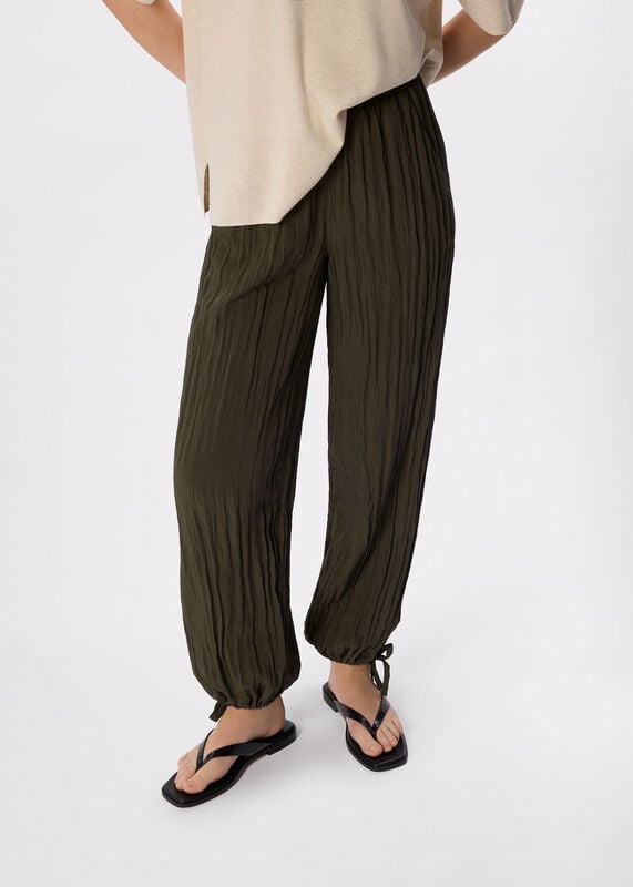 Khaki Relaxed Tie Hem Trouser