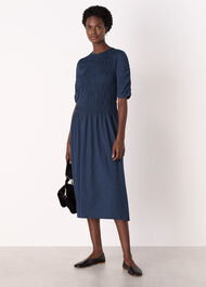 Jersey Shirred Midi Dress