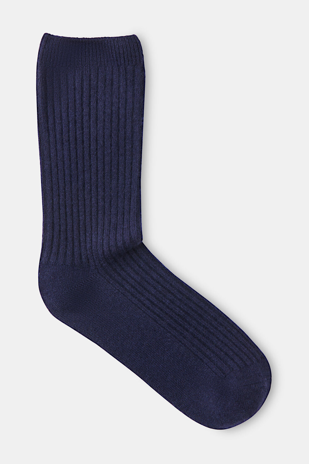 Navy Cashmere Ribbed Socks