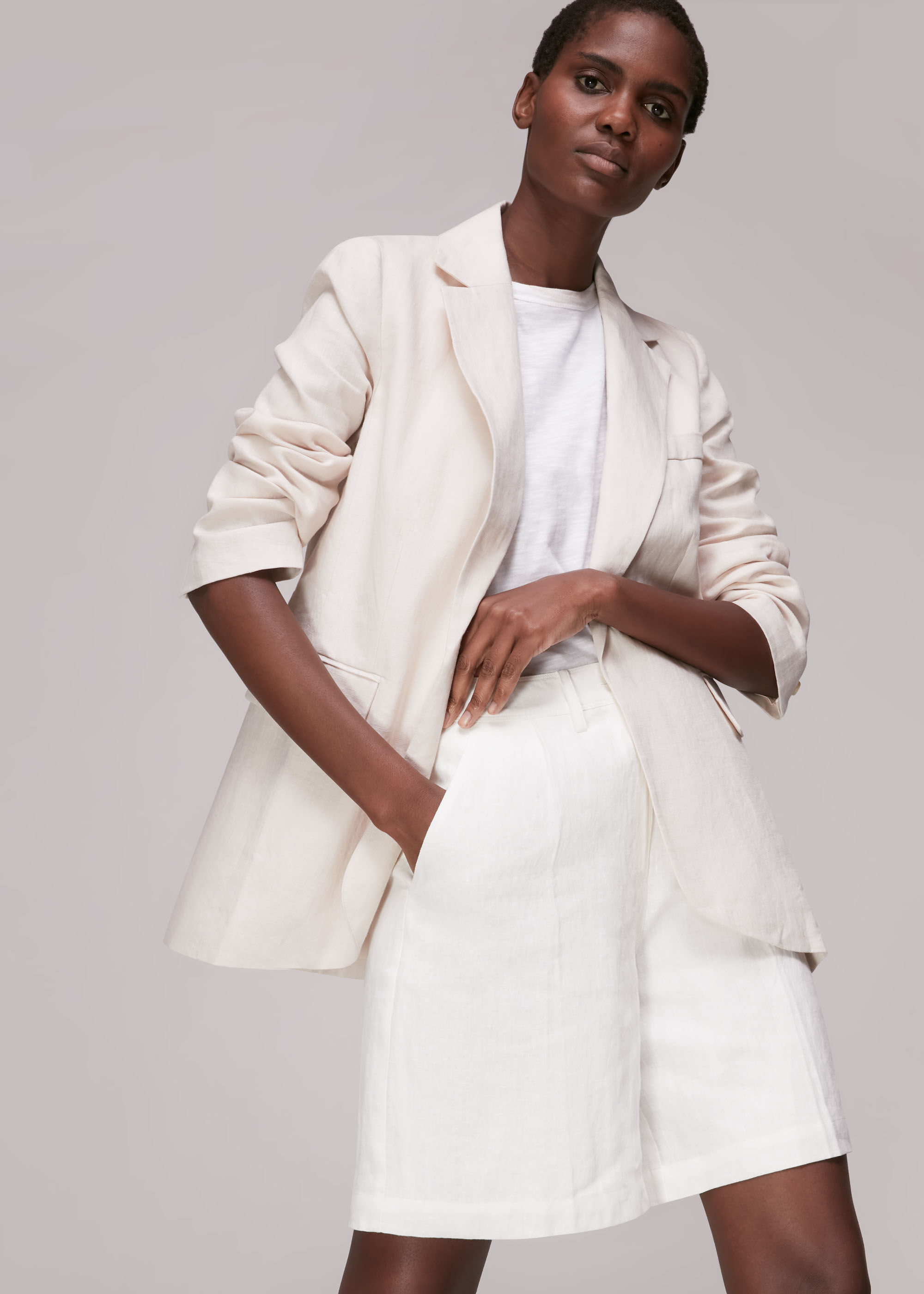 Neutral Oversized Linen Blazer