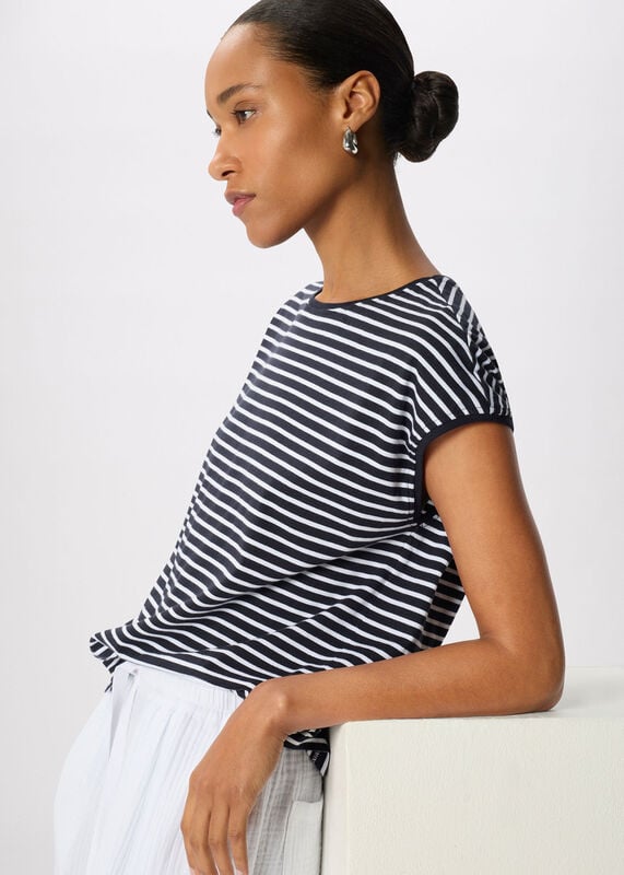 Navy Stripe Cap Sleeve Tee