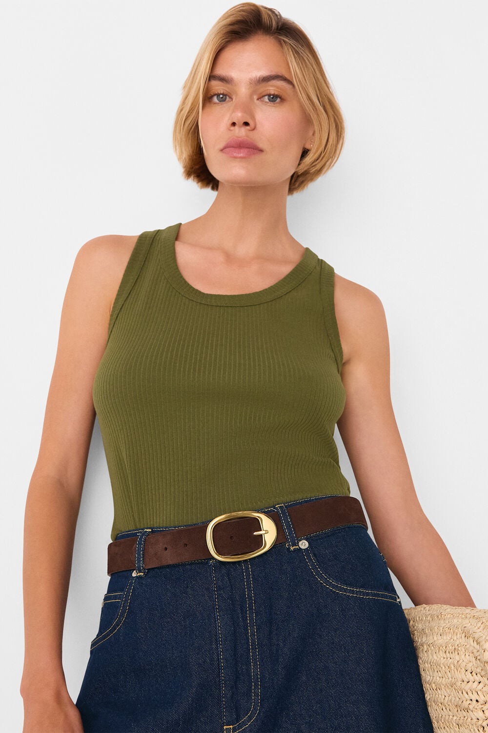 Khaki Ultimate Ribbed Scoop Vest