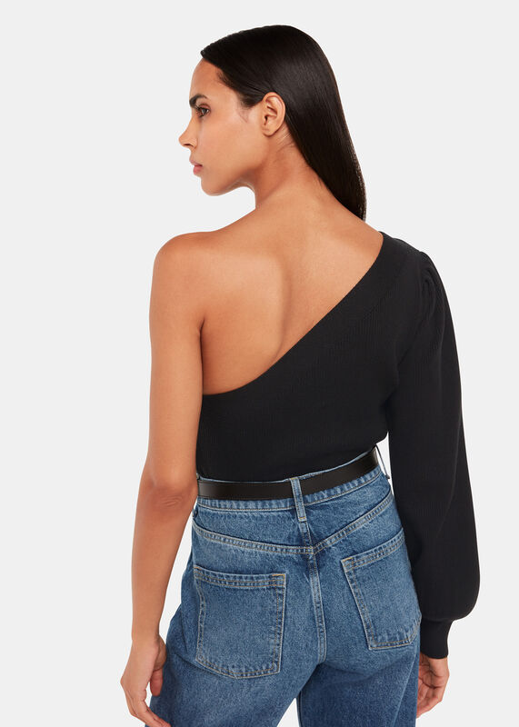 Black One Shoulder Knit