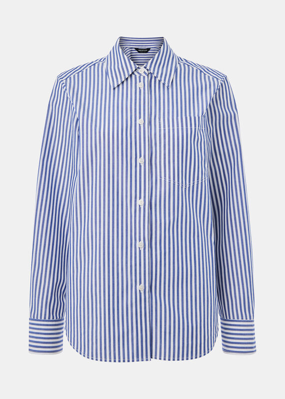 Blue Petite Relaxed Fit Stripe Shirt