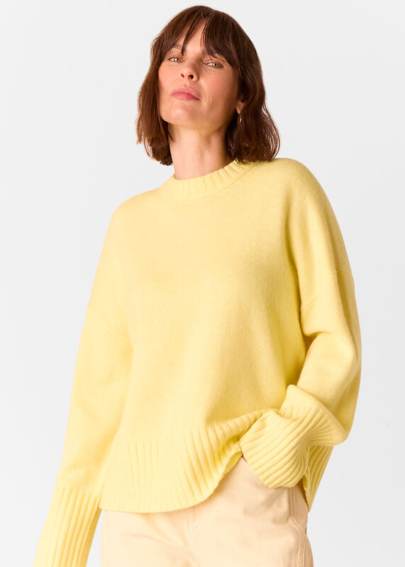 Yellow Wool Ribbed Cuff Sweater