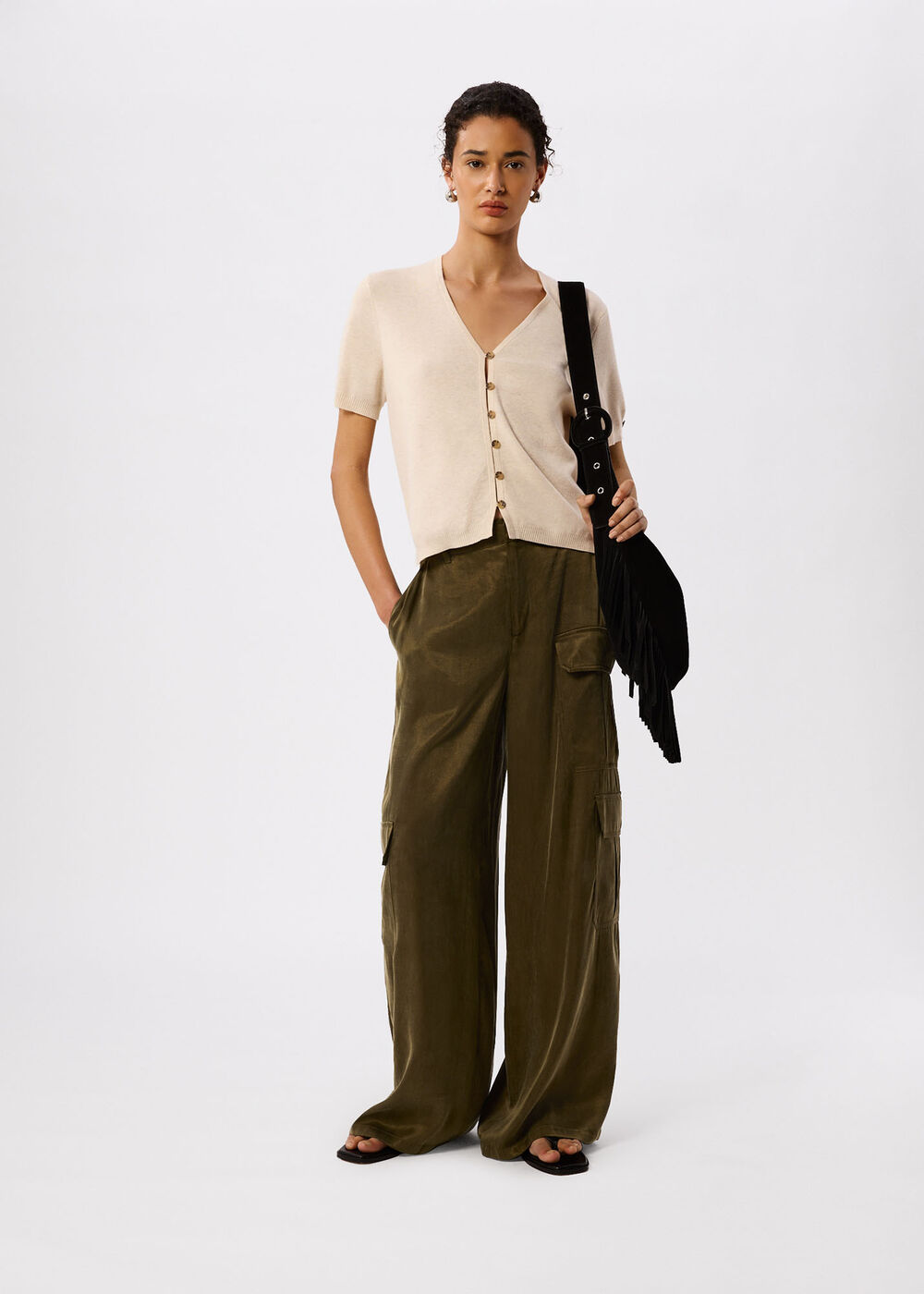 Short Sleeve Button Front Knit