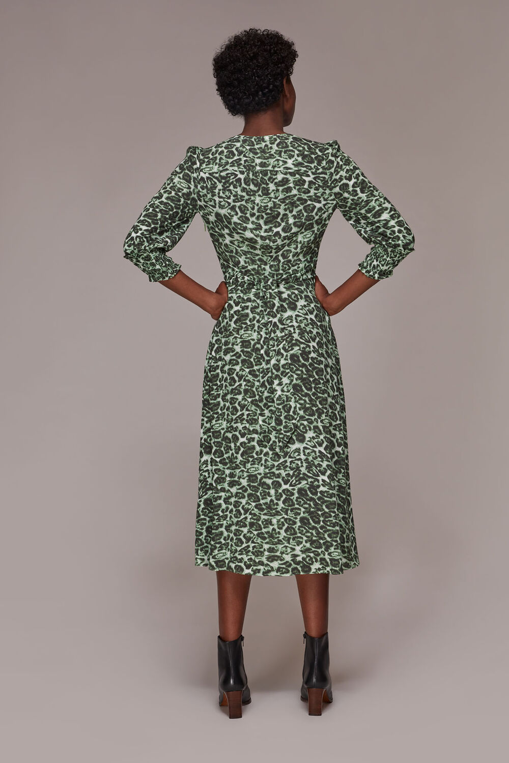 Clouded Leopard Shirred Dress
