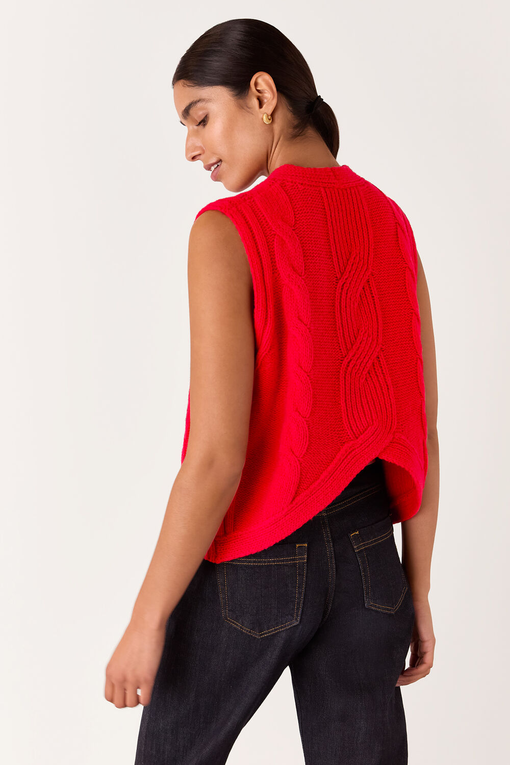 Red Cable Detail Knitted Tank