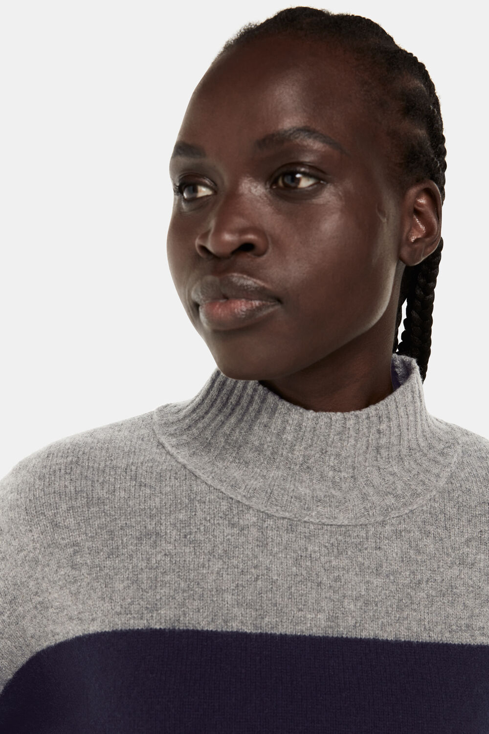 Wool Colour Block Funnel Neck
