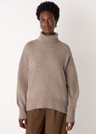 Wool Roll Curved Hem Knit