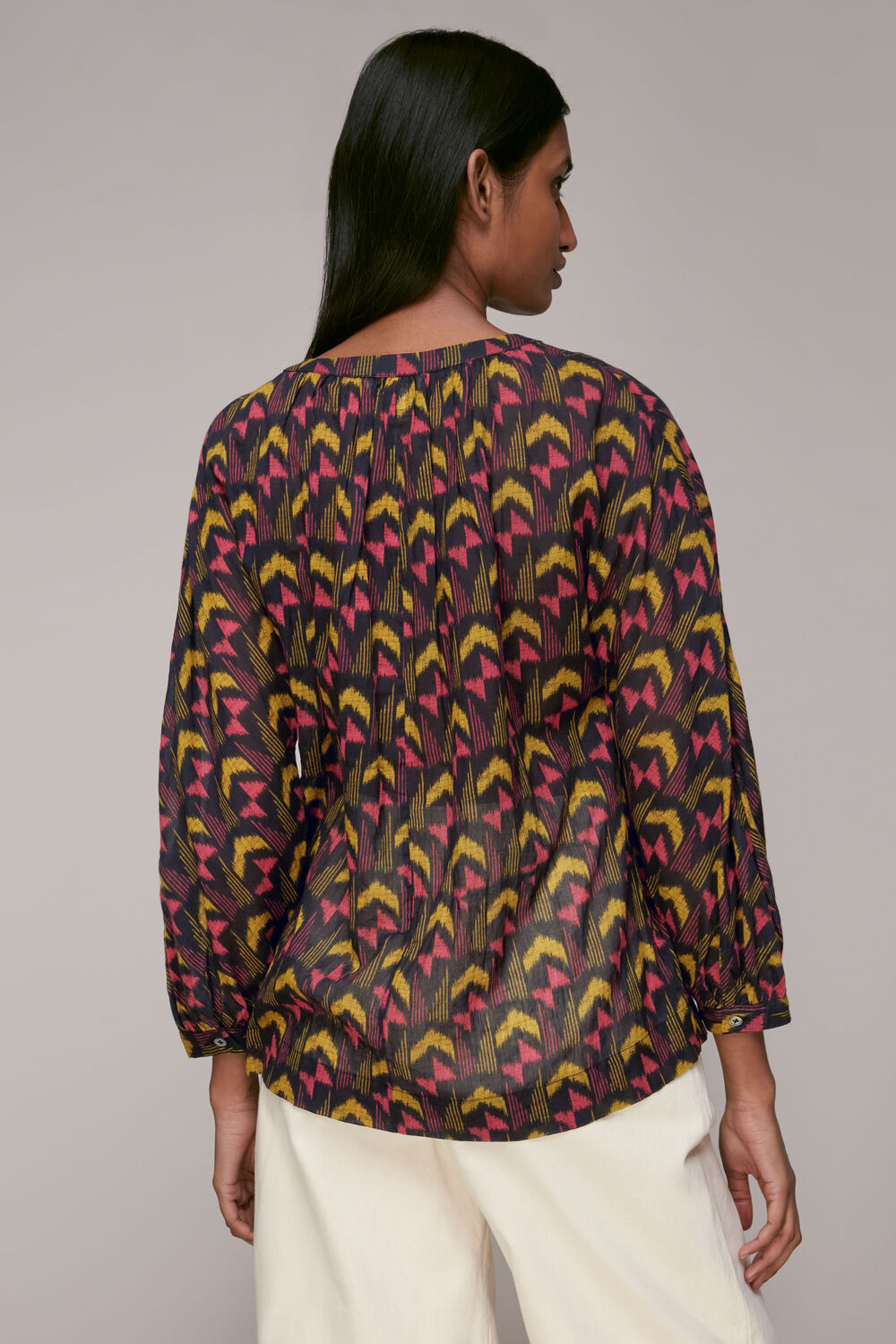 Geometric Ikat Voile Blouse Multicolour
